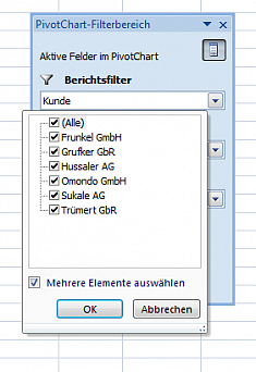 Berichtsfilter für ein Pivot-Chart