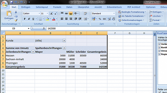 Pivot-Tabelle markieren